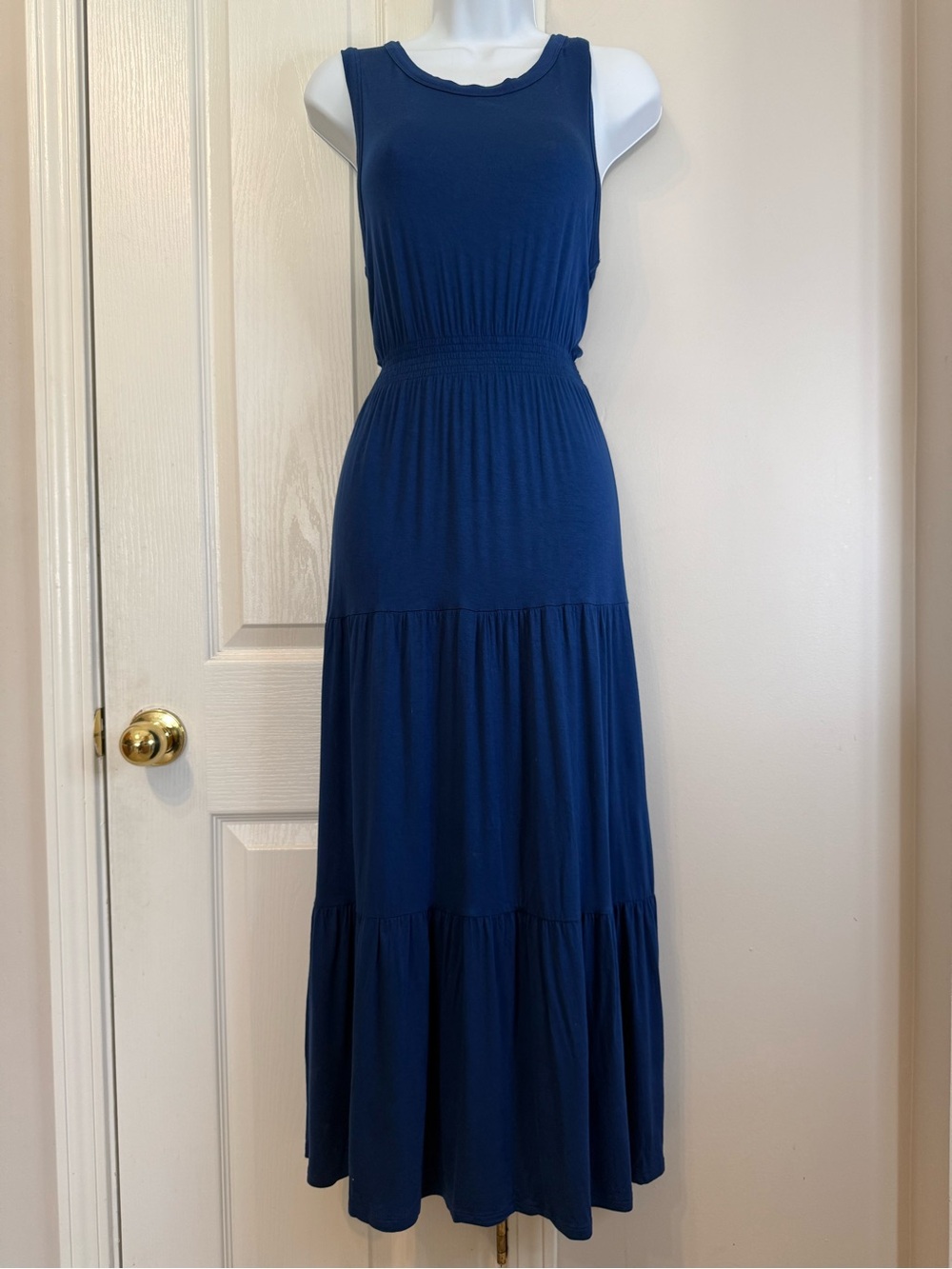 Style & Co Sleeveless Maxi Dress Tiered Rayon Stretch Knit Lightweight Boho Sz M